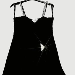 DESIGNER JOSEPH RIBKOFF - BLACK SPAGHETTI STRAPS TUNIC TOP/MINI DRESS